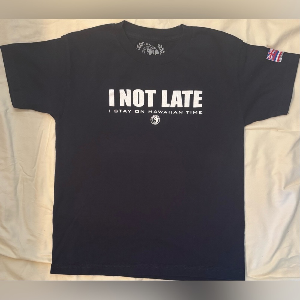 T&C SURF DESIGNS “I NOT LATE” dark blue graphic tee